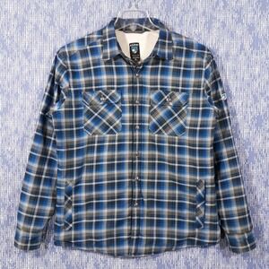 Kuhl Fleece Lined Flannel Shirt Mens Medium Blue Plaid Outdoor Pockets